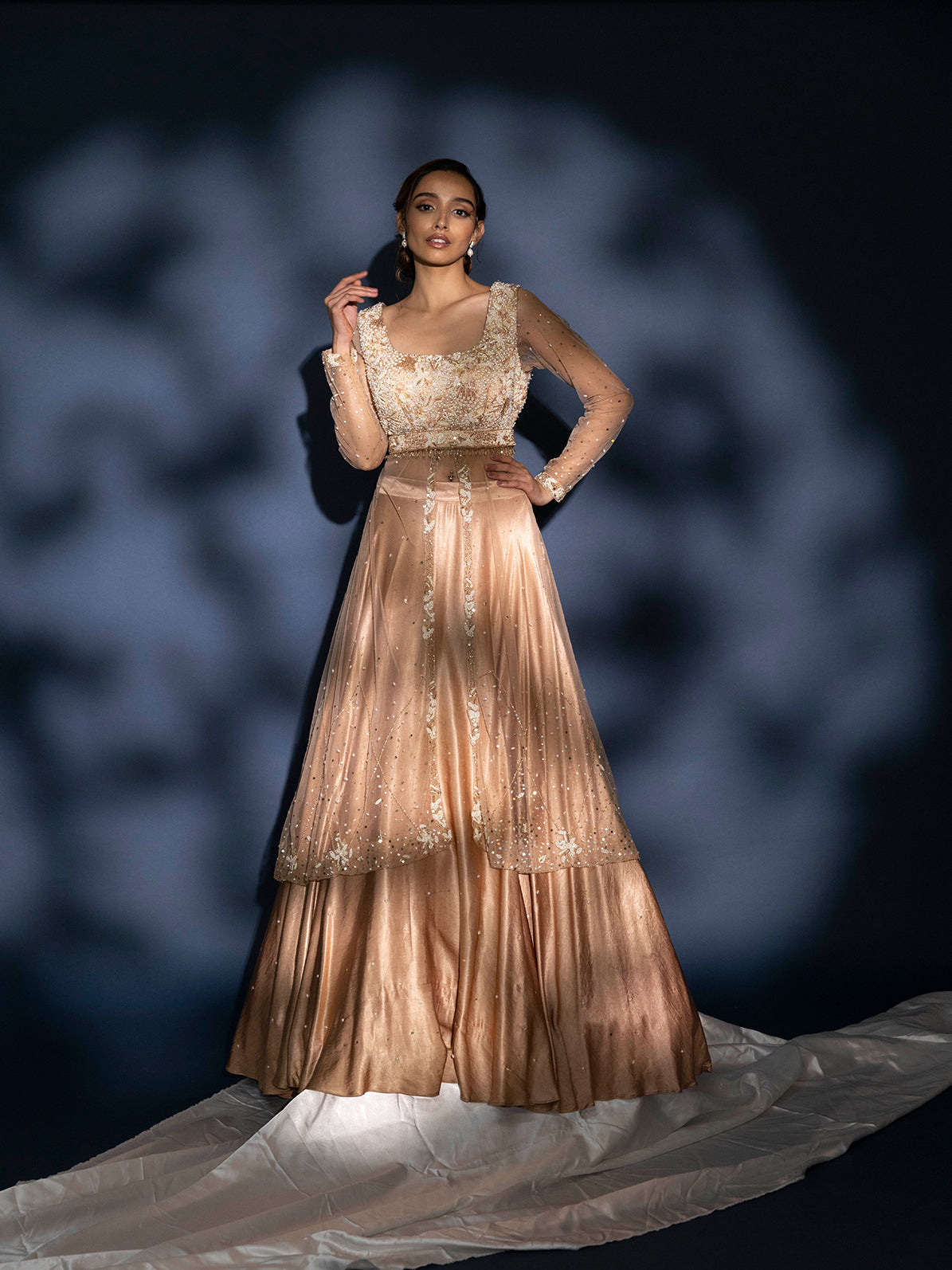 Elysian - Embroidered Rose Gold Lehenga