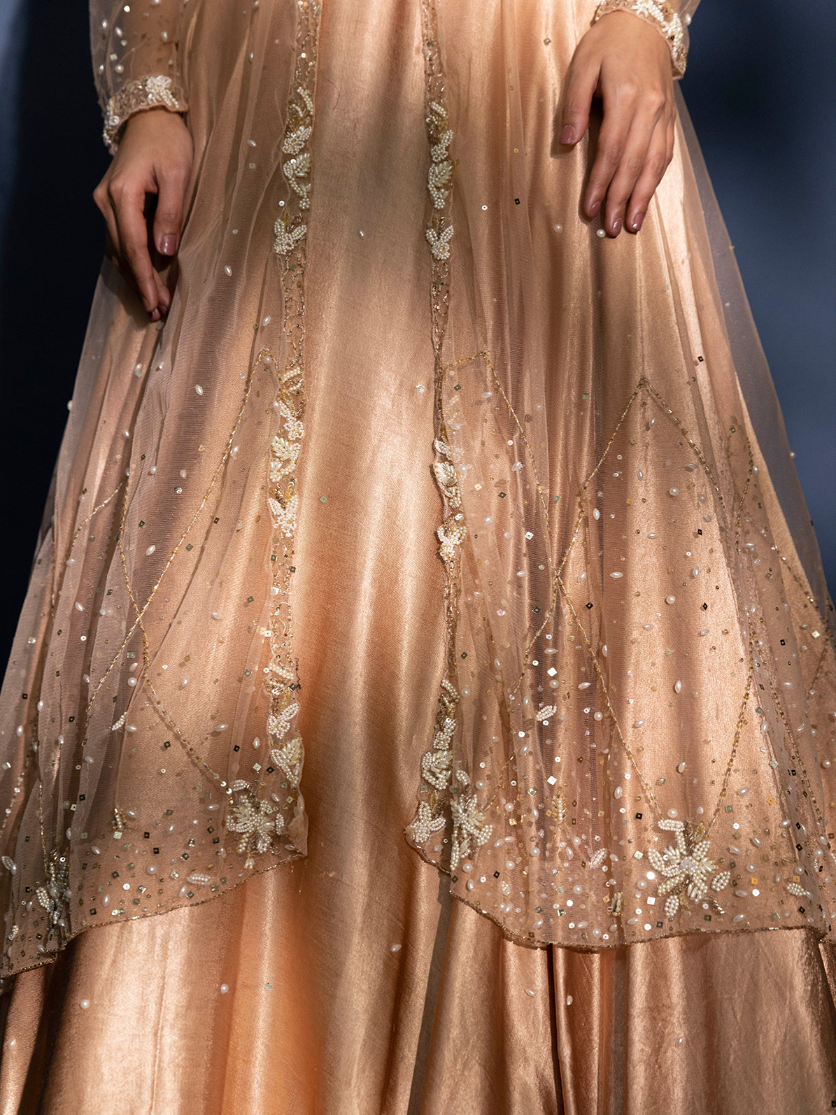 Elysian - Embroidered Rose Gold Lehenga