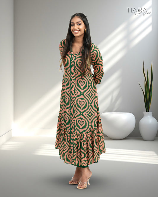 Ikat Love Kurta Set - Green