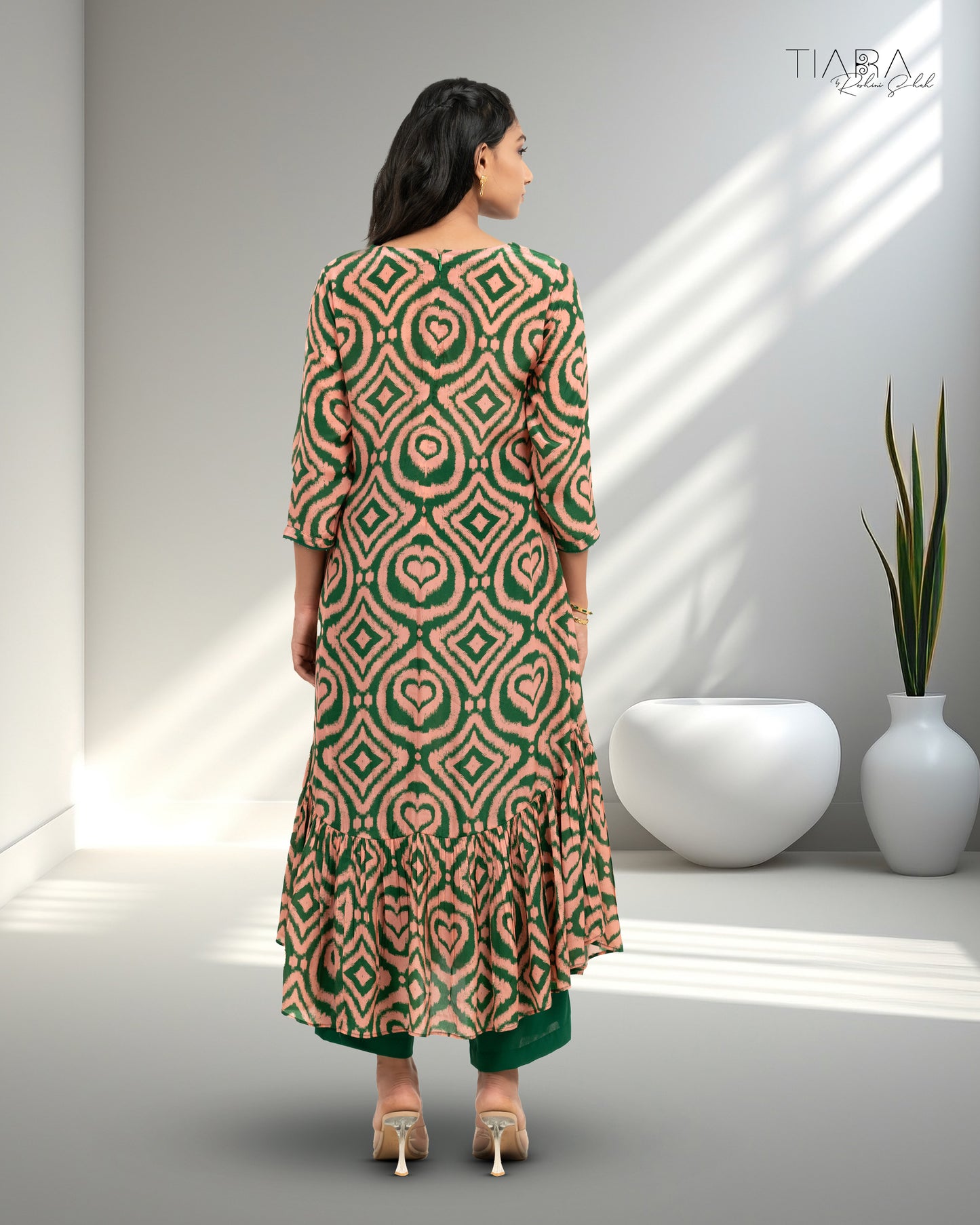 Ikat Love Kurta Set - Green