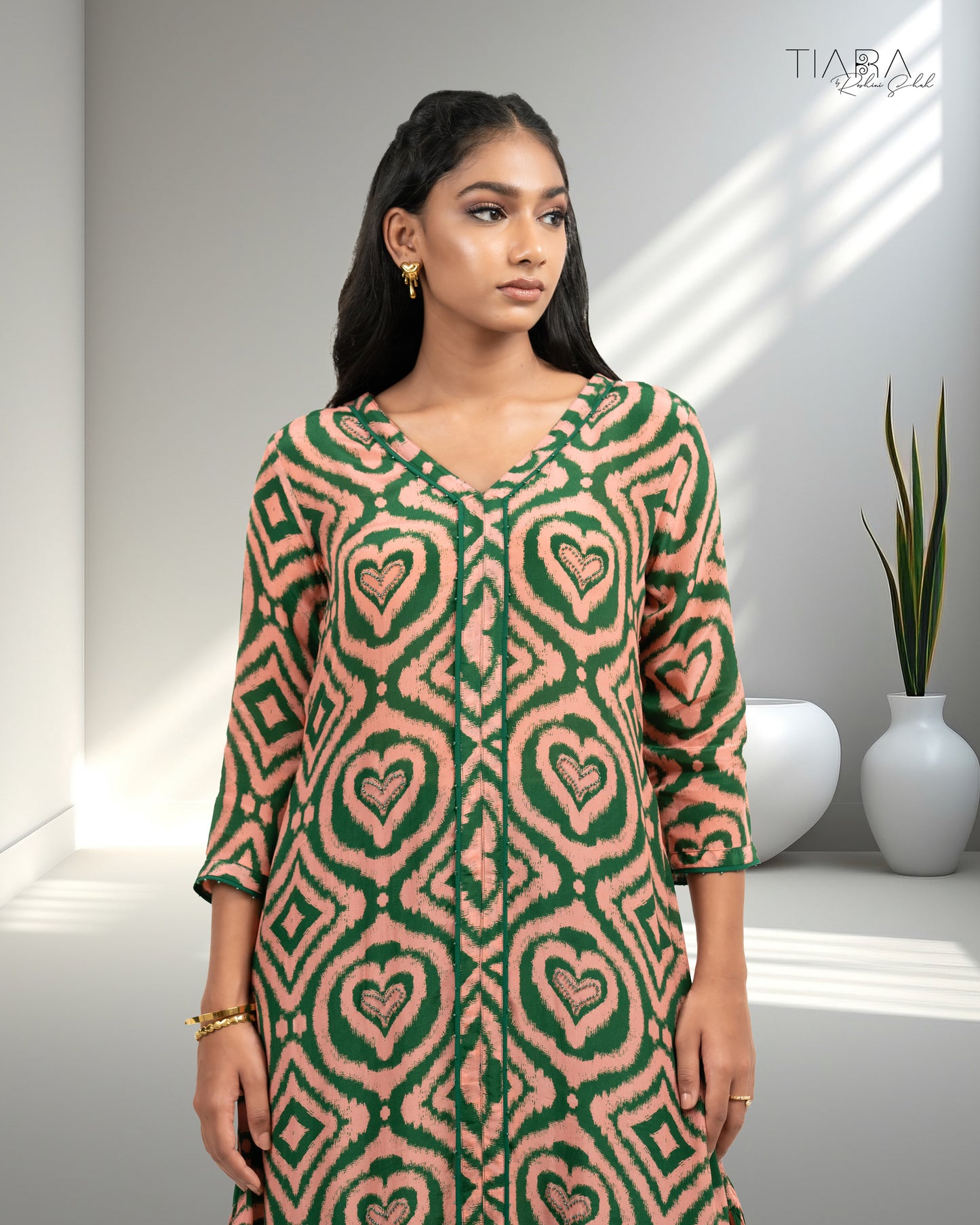 Ikat Love Kurta Set - Green