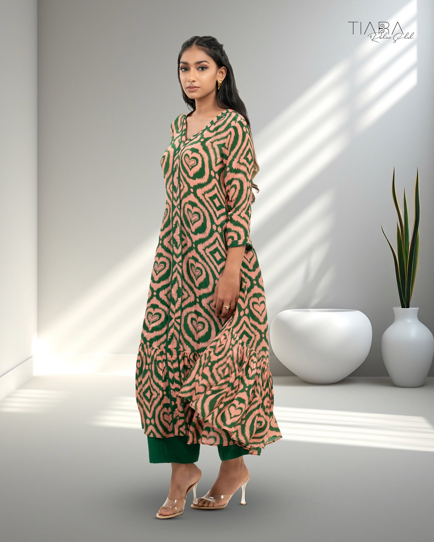 Ikat Love Kurta Set - Green