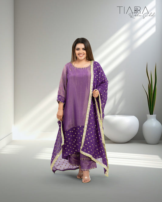 Benarsi Chanderi Anarkali Gown - Purple