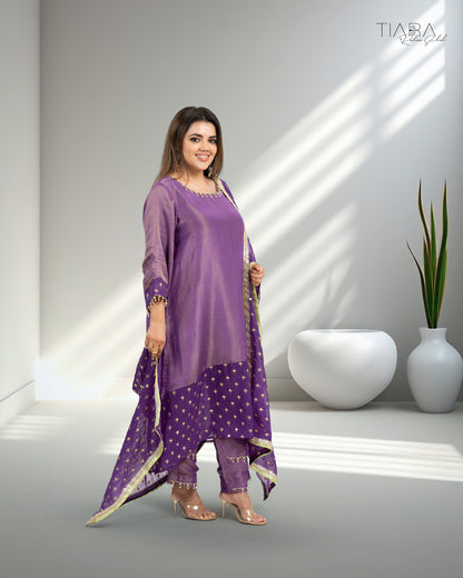 Benarsi Chanderi Anarkali Gown - Purple