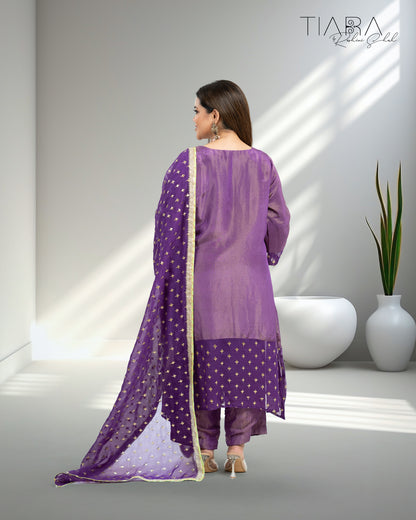 Benarsi Chanderi Anarkali Gown - Purple