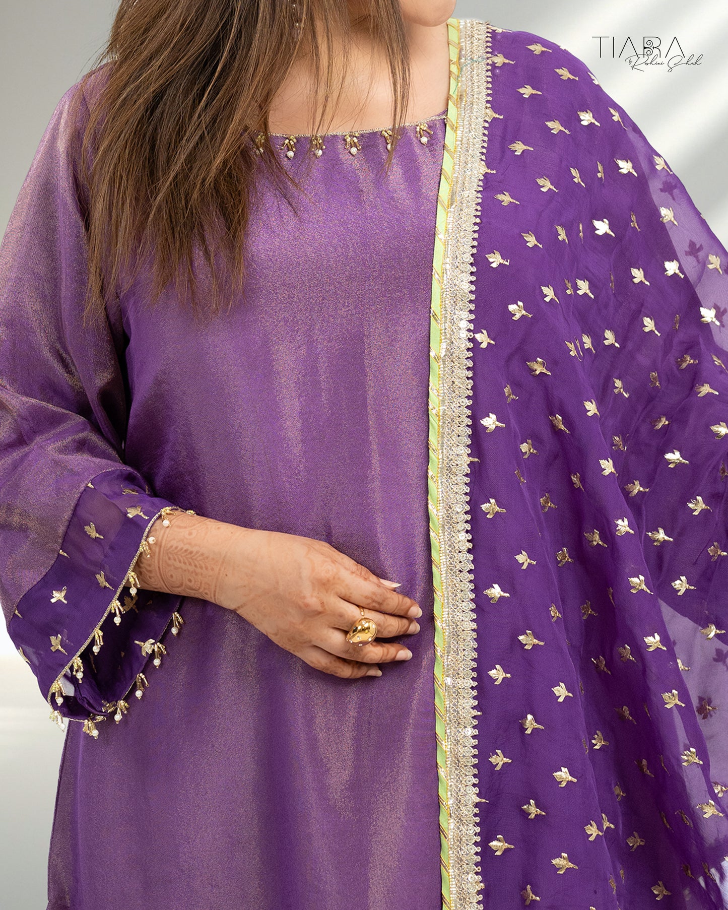 Benarsi Chanderi Anarkali Gown - Purple