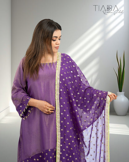 Benarsi Chanderi Anarkali Gown - Purple