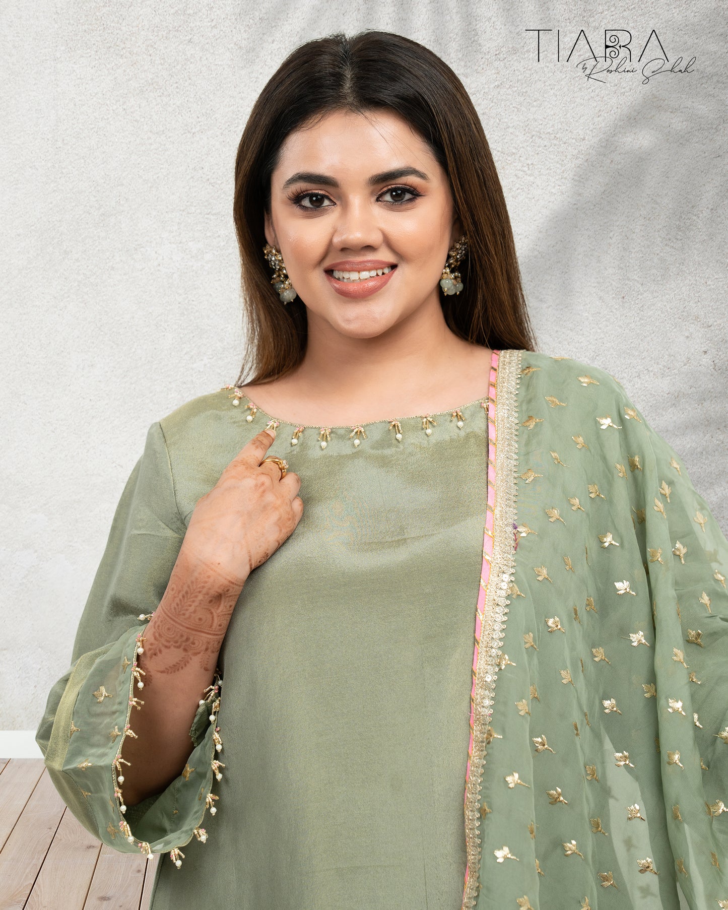 Benarsi Chanderi Anarkali Gown - Green